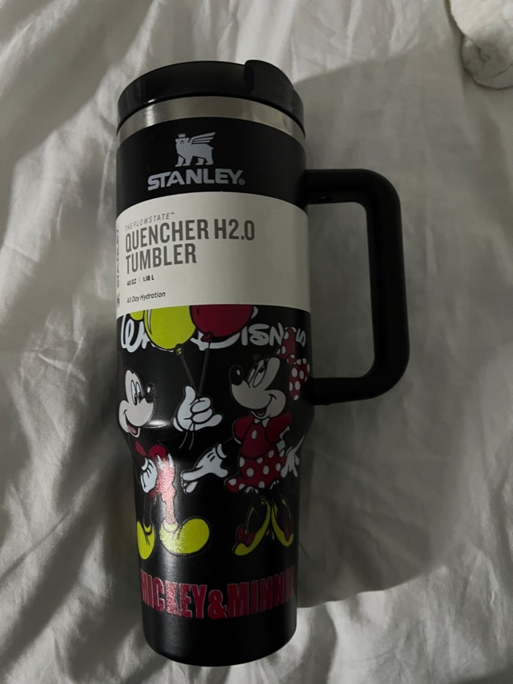 Stanley Black Disney Mickey & Minnie Travel Tumbler with Red and Yellow Accents